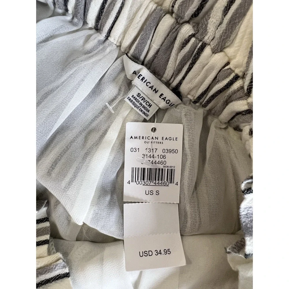American Eagle High Waisted Striped Button Front Runner Short Size‎ Small NWT